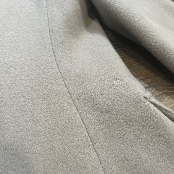 Badgley Mischa Wool Dress Coat Mixed Media Lace Leather Accents Sz S Taupe/Black - Picture 14 of 16